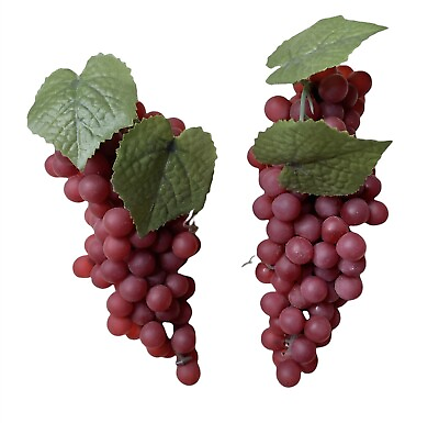 #ad Faux Red Grape Cluster With Leaves 2 Lot Home Kitchen Farmhouse Decoration $12.48