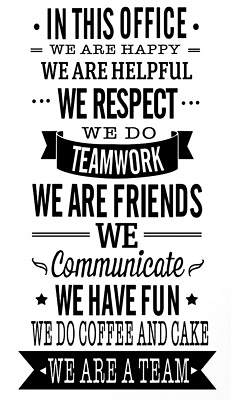 #ad OFFICE RULES TEAMWORK VINYL WALL DECAL QUOTE DECOR STICKERS LETTERING ART WORK $20.98