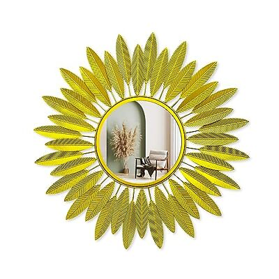 #ad 25.6 * 25.6 inches Gold Round Metal Wall Mounted Mirror for Decor Large Wall ... $31.30