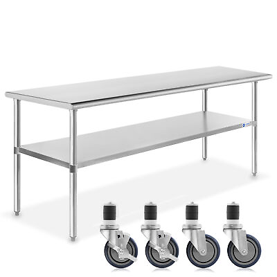 #ad Stainless Steel Commercial Kitchen Work Food Prep Table w 4 Casters 30quot;x72quot; $407.99
