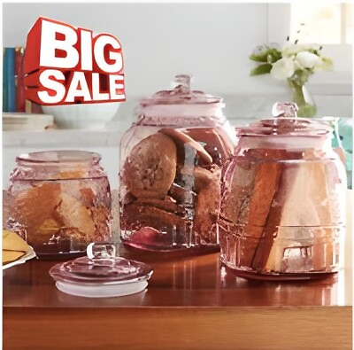 The Pioneer Woman Cassie Glass Canister 3 Pc Set Rose $19.44