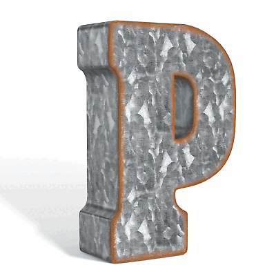 #ad Galvanized Metal Letters for Wall Decor for Hanging 3D Letter P $17.67
