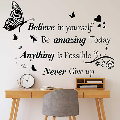 #ad Inspirational Wall Stickers Quotes Letter Wall Art Stickers Motivational Removab $17.63