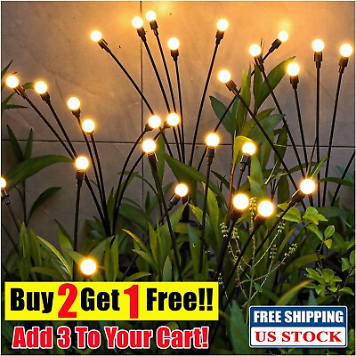 Outdoor Solar Powered LED Lights Landscape Garden Lawn Firefly Swaying Light USA $12.99
