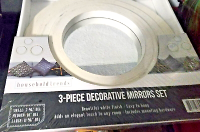#ad #ad 3 Piece Decorative Mirror Sets Distressed White $6.90