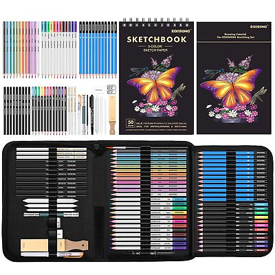 #ad #ad Professional Drawing Supplies Art Set €“73 Piece Sketching Kit with Sketch Book $32.00