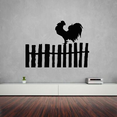 #ad Wall Stickers Vinyl Decal Rooster Bird Farm Village Fence Nice Decor ig990 $29.99