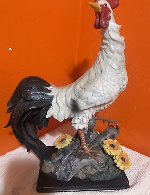 #ad #ad Vintage Resin Rooster Statue Farm Country Table Decor 16”Tall Colorful $45.00