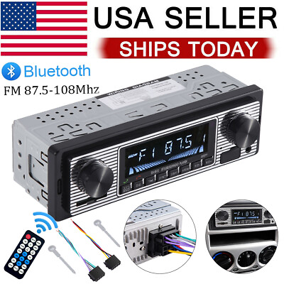 #ad #ad Single Din Bluetooth Vintage Car Stereo FM Radio USB Audio Receiver MP3 Player $16.85