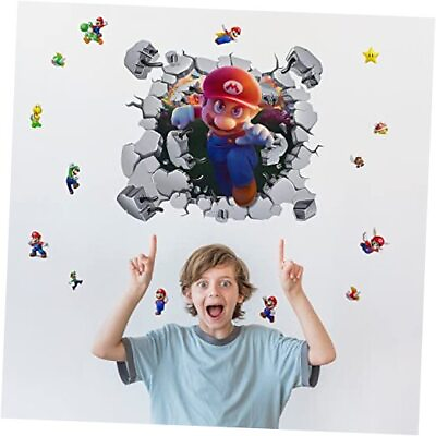 #ad Mario Bros Movie 2023 Wall 3D Break The Wall Stickers for Living Room Kids $26.85