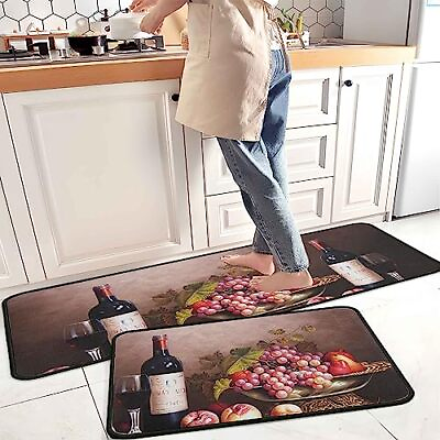 #ad Wine Themed Kitchen Rugs and Mats Non Skid Washable 17quot;x47quot;17quot;x30quot; Color 63 $47.45