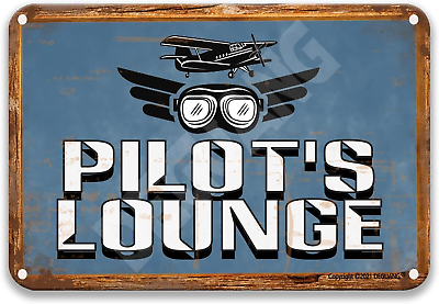 #ad Attention Pilot#x27;S Lounge Sign Poster Tin Sign Vintage Decor Cardinal Decorations $16.99