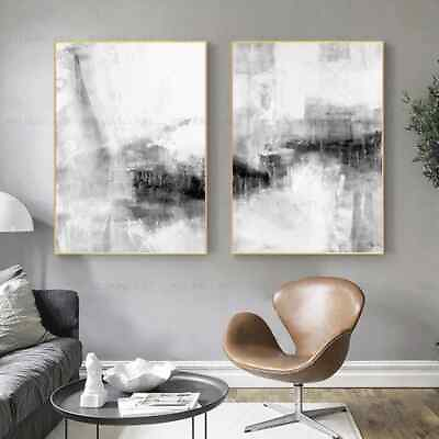 #ad Abstract Picture Canvas Painting Black and White Wall Art Poster and Print Mural $14.24