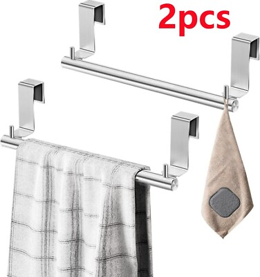 #ad 2 X Over Cabinet Door Towel Rack Bar Hook Kitchen Storage Bathroom Shelf Holder $9.99