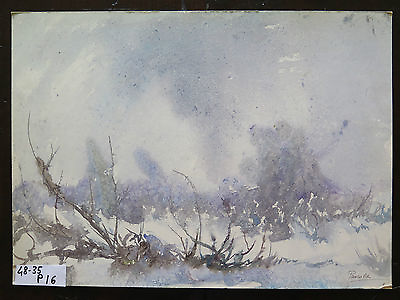 #ad Painting Modern On Board landscape Winter Stylised 1960#x27;s p16 $61.78