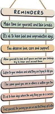 #ad #ad Mental Health Reminders Wall Decors Wooden Hanging Wall Art Counseling Room Deco $22.49