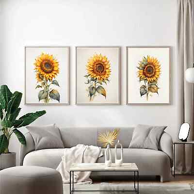 #ad #ad watercolor Retro Style Sunflower Set of 4 Digital Wall Art Instant Deliver $1.99