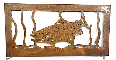 #ad Trout Custom Metal Sign Wildlife Cabin Metal Wall Art Rustic Home Decor Gifts $89.59