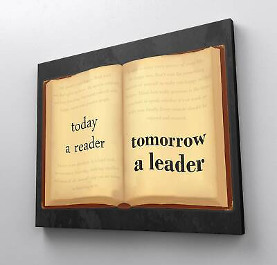 #ad Leader Book Canvas Print Wall Office Decor Modern Art Motivation Reading Quote $49.95