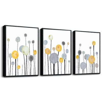 #ad 3 Piece Black Framed Abstract Watercolor Painting Wall Art For Living Room Be $57.71
