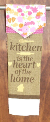 #ad #ad KITCHEN IS HEART OF HOME PINK amp; BROWN FLORAL HANDMADE HANGING KITCHEN HAND TOWEL $9.00