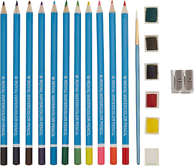 #ad ROYAL BRUSH Clamshell Art Sets Watercolor Pencils 19Pc $9.99