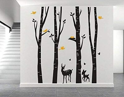 #ad Giant Stunning Birch Tree Forest Deer Big Wall Sticker Decal Nursery Home Decor $59.99