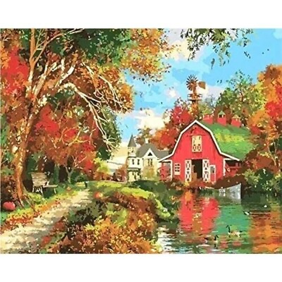 #ad #ad NWT TOCARE Paint by Numbers DIY Canvas Kit quot;Countryside Cabinquot; Art Set 16”x20” $15.00