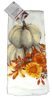 #ad NEW Kitchen Aid 2 Pk Kitchen Towels Pumpkin Pumpkins Flower Floral Fall Autumn $14.99