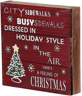 #ad Rustic Christmas Sign Decor Wood Plaque Hanging Wall Art Sign 8quot;x 8quot;inch $19.75