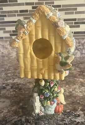 #ad Adorable Spring Floral Multi Color Resin Birdhouse 9”Tall $24.00