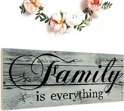 #ad Wood Sign Printed with The Saying of Family is Everything Vintage Home Decor A $11.62