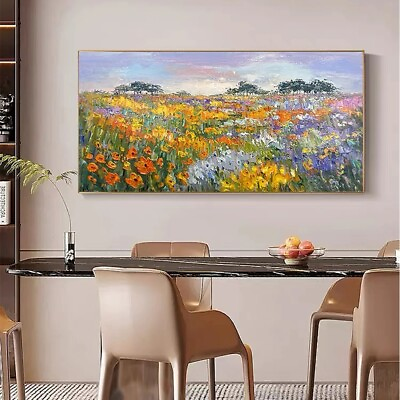 #ad #ad Flowers Wall Art Colorful 3d Textured Picture Purple Yellow Floral Living Room $99.80