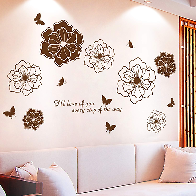 #ad Hollow Out Flower Wall Decal Flower Wall Stickers Butterfly Background Wall St $14.69