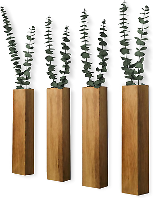 #ad Wood Wall Planter 4 Pack for Indoor Plants Wood Wall Decor for Bathroom Living $52.64