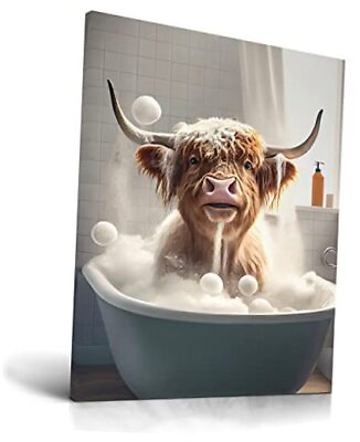 #ad Funny Bathroom Wall Art Decor 12.00quot; x 16.00quot; Bathroom Wall Art Highland Cow $29.85