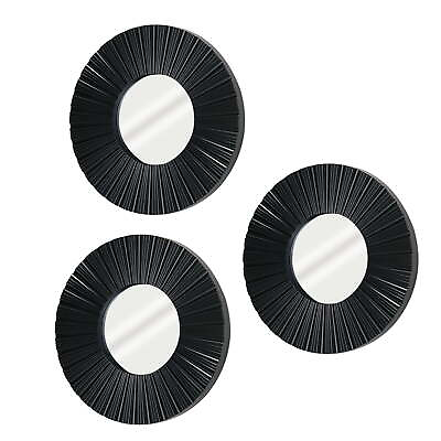 #ad Modern Round Wall Mirror in Black Home 10quot; x 10quot; Wall Décor Set of 3 $15.38