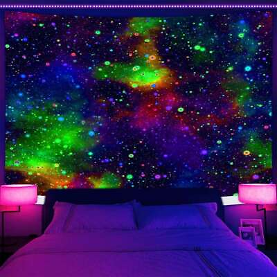 #ad Galaxy Travel Large Wall Art Poster Blacklight Tapestry UV Reactive Wall Hanging $28.48
