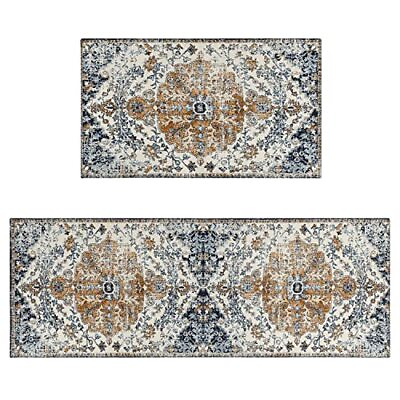 #ad Boho Kitchen Rug Mat Country Rustic Kitchen Rugs Farmhouse Style Boho Blue $43.62