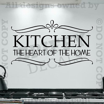 #ad KITCHEN THE HEART OF THE HOME Quote Vinyl Wall Decal Decor Sticker Dinner $19.66