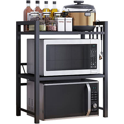 #ad 3 Tier Expandable Microwave oven Rack Stand Storage Holder Kitchen Corner Shelf $27.99