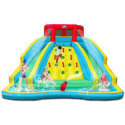 #ad Inflatable Mighty Water Slide Park Bouncy Splash Pool Climbing Wall Kids Gift $329.99