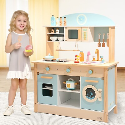 #ad ROBOTIME Super Large Cooking Pretend Play Kitchen Sets Kids Wooden Playset Toys $169.99