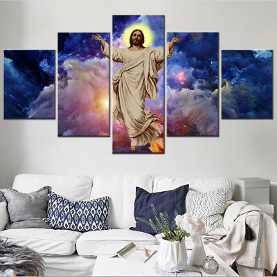 #ad Abstract Wall Art Canvas Painting Picture Home Decor Room Poster Clouds Jesus AU $208.23