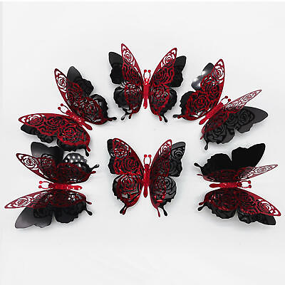 #ad #ad 6pcs 3D Butterfly Wall Stickers PVC Double Layer Butterfly Stickers Room Decal $7.90