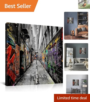 #ad #ad Colorful Street Graffiti Canvas Wall Art Unique 20x20 Print for Home Display $69.99