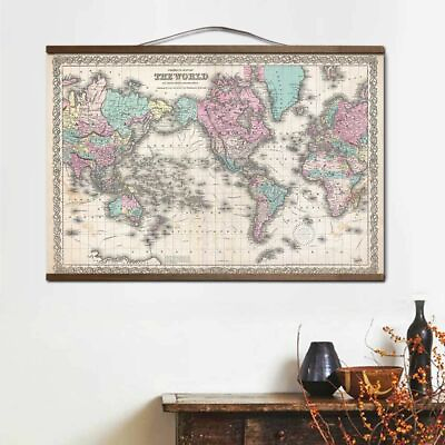 World Map Themed Style Decorative House Designs Poster Wall Living Room Displays $20.39