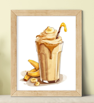 #ad Banana Milkshake Wall Art Print Banana Milkshake Kitchen Decor Wall Art $9.99