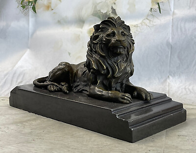 #ad Bronze Sculpture Art Deco Lion Home Office Decor Hot Cast Masterpiece Artwork $249.00