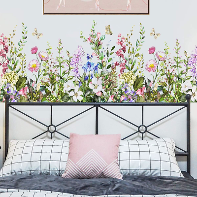 #ad Colorful Flowers Wall Stickers Decoration Peel And Stick Wall Art Sticker Decals $14.42